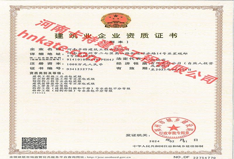 资质证书副本